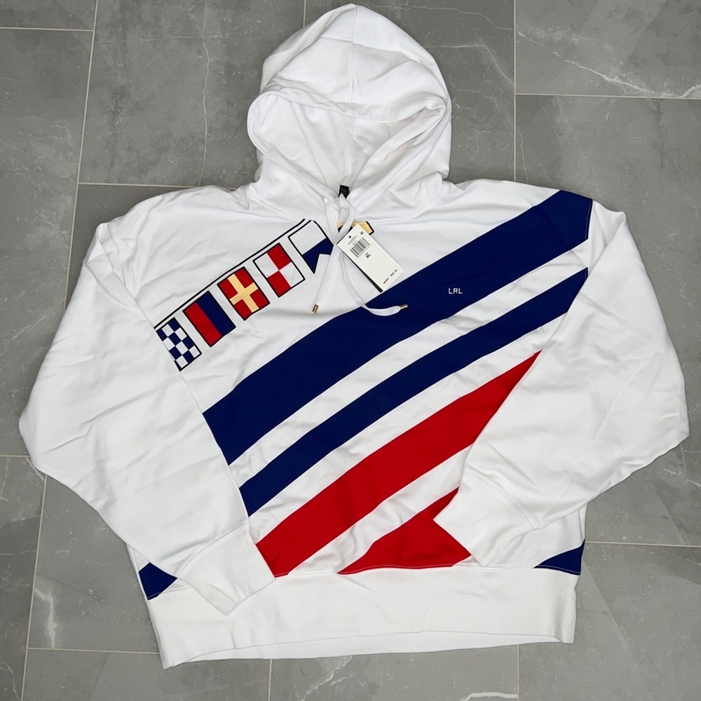 Lauren Ralph Lauren Women’s Striped Hoodie White - Picture 7 of 12